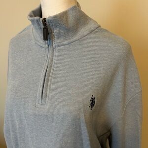 Polo Light blue men’s pullover zipup sweater. Size XL